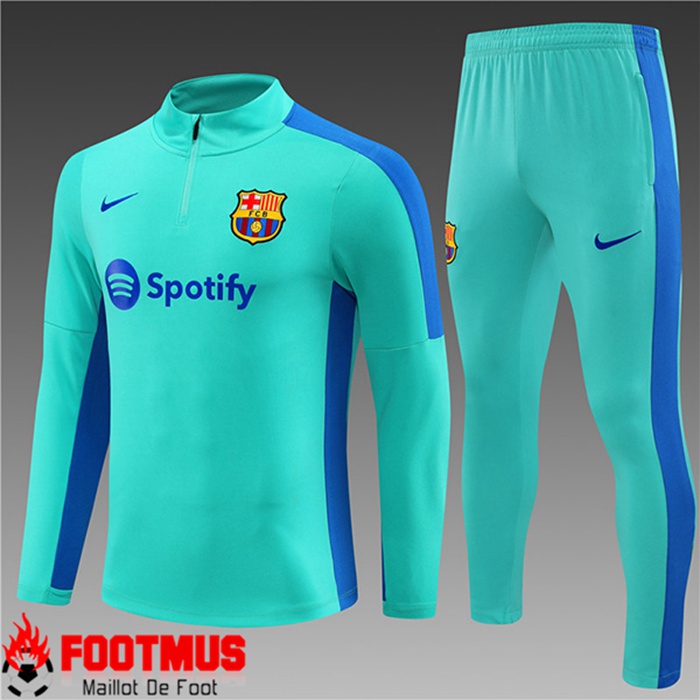 Ensemble Survetement de Foot FC Barcelone Enfant Vert 2023/2024