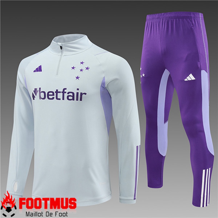 Ensemble Survetement de Foot Cruzeiro EC Enfant Gris Clair 2023/2024