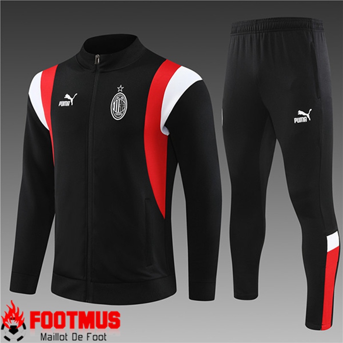Ensemble Survetement de Foot - Veste Milan AC Enfant Noir 2023/2024