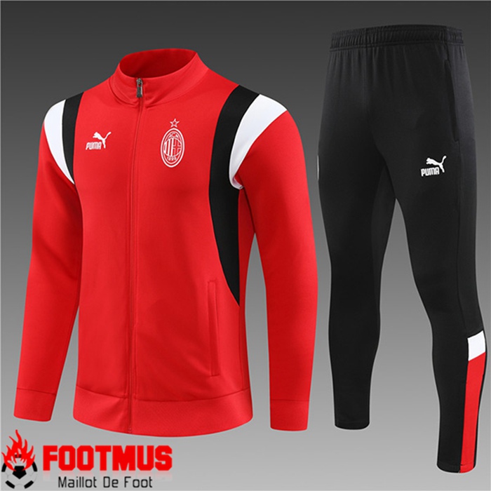 Ensemble Survetement de Foot - Veste Milan AC Enfant Rouge 2023/2024