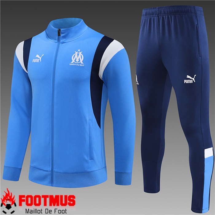 Ensemble Survetement de Foot - Veste Marseille Enfant Bleu Clair 2023/2024