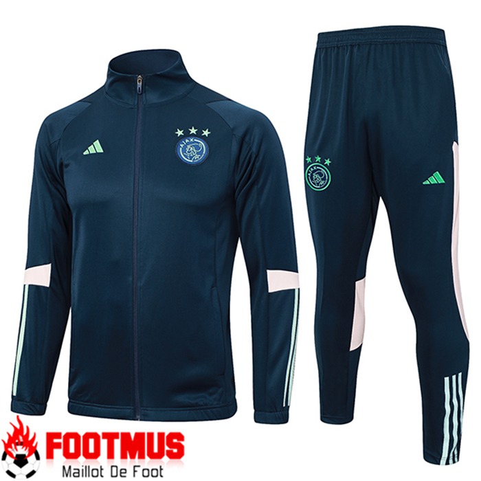 Grossiste Ensemble Survetement de Foot Veste Ajax Vert 2023 2024 Pas Chere