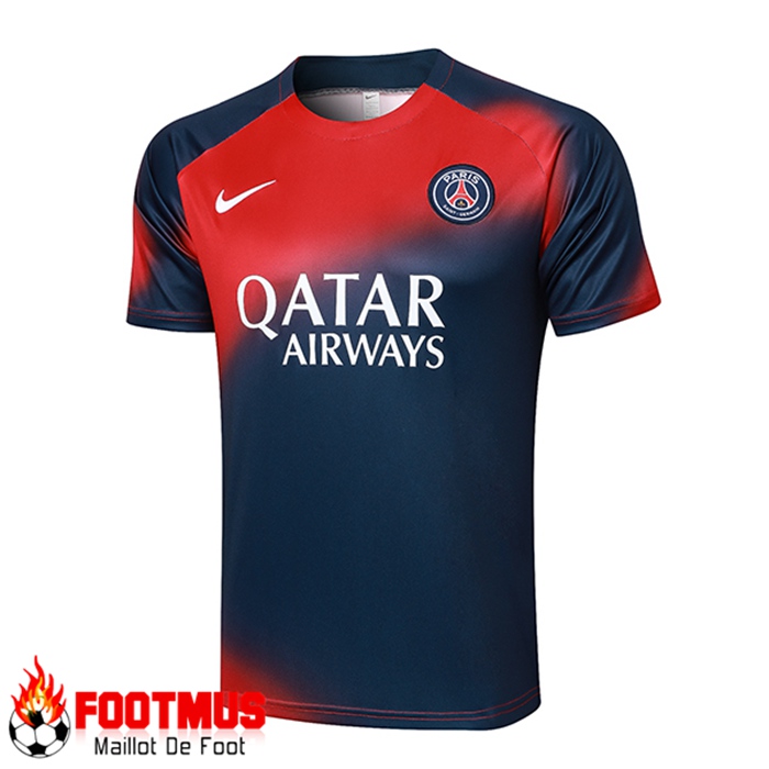 Photo Training TShirts PSG Bleu/Rouge 2024/2025 Pas Cher