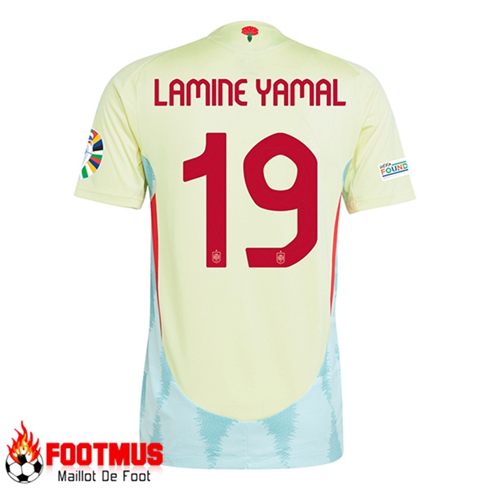 Grossiste Maillot Espagne (LAMINE YAMAL #19) Exterieur UEFA Euro 2024