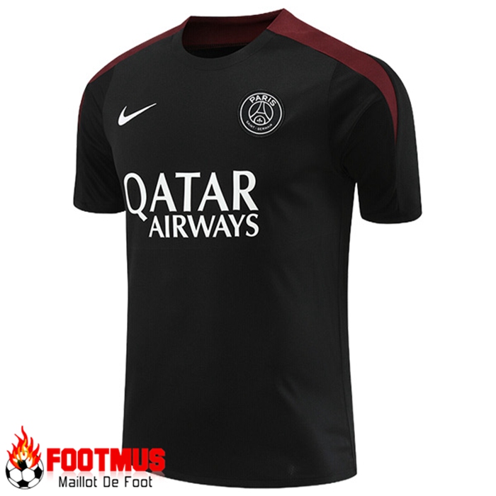 Floquer Training TShirts PSG Noir/Rouge 2024/2025 Pas Cher