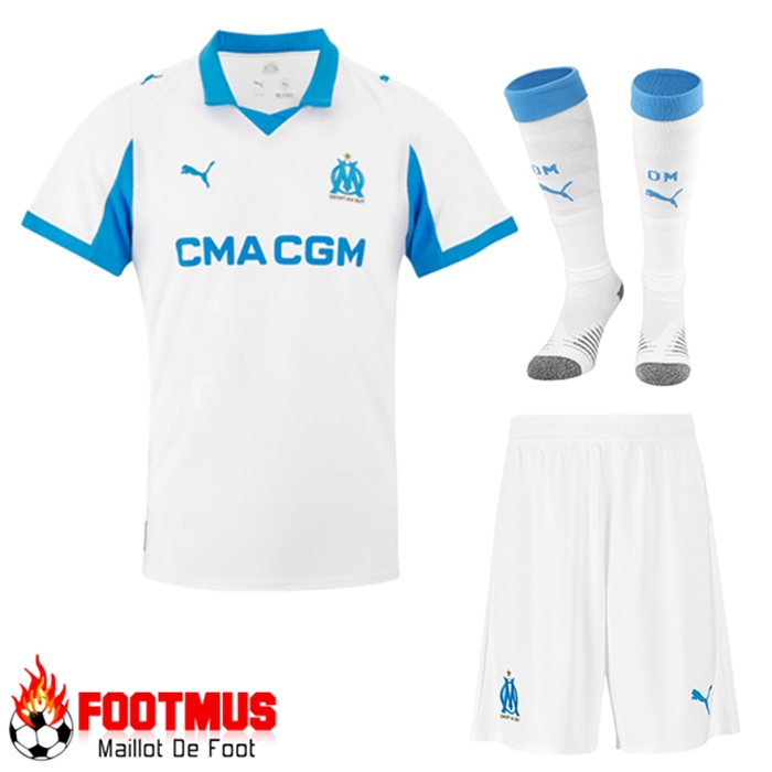 Vêtement Supporter Marseille OLYMPIQUE DE MARSEILLE Ensemble Maillot OM Officiel - Maillot + Short - Collection Supporter - Taille Enfant Site Officiel